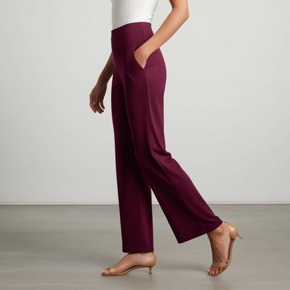 EmpowerFit High-Waisted Women's Palazzo – Wine Red Ultra Stretch & Comfort