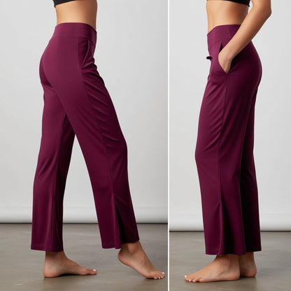 EmpowerFit High-Waisted Women's Palazzo – Wine Red Ultra Stretch & Comfort