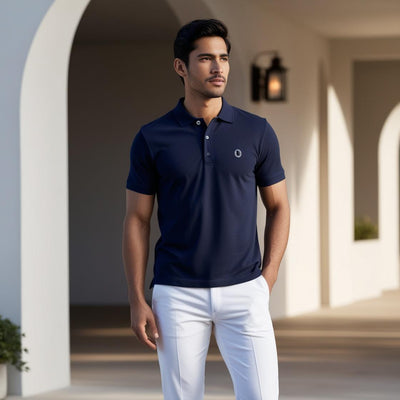 Navy Blue Polo T-Shirt for Men – Smart Casual by BarelyStylish