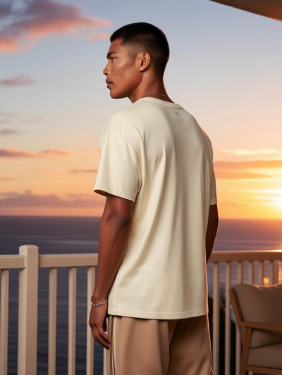 BarelyStylish Cream Shade Cotton T-Shirt for Men – Soft, Breathable & Minimal