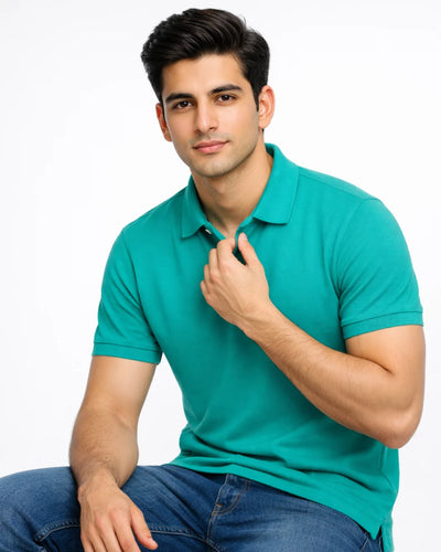BarelyStylish Teal Green Cotton Polo 