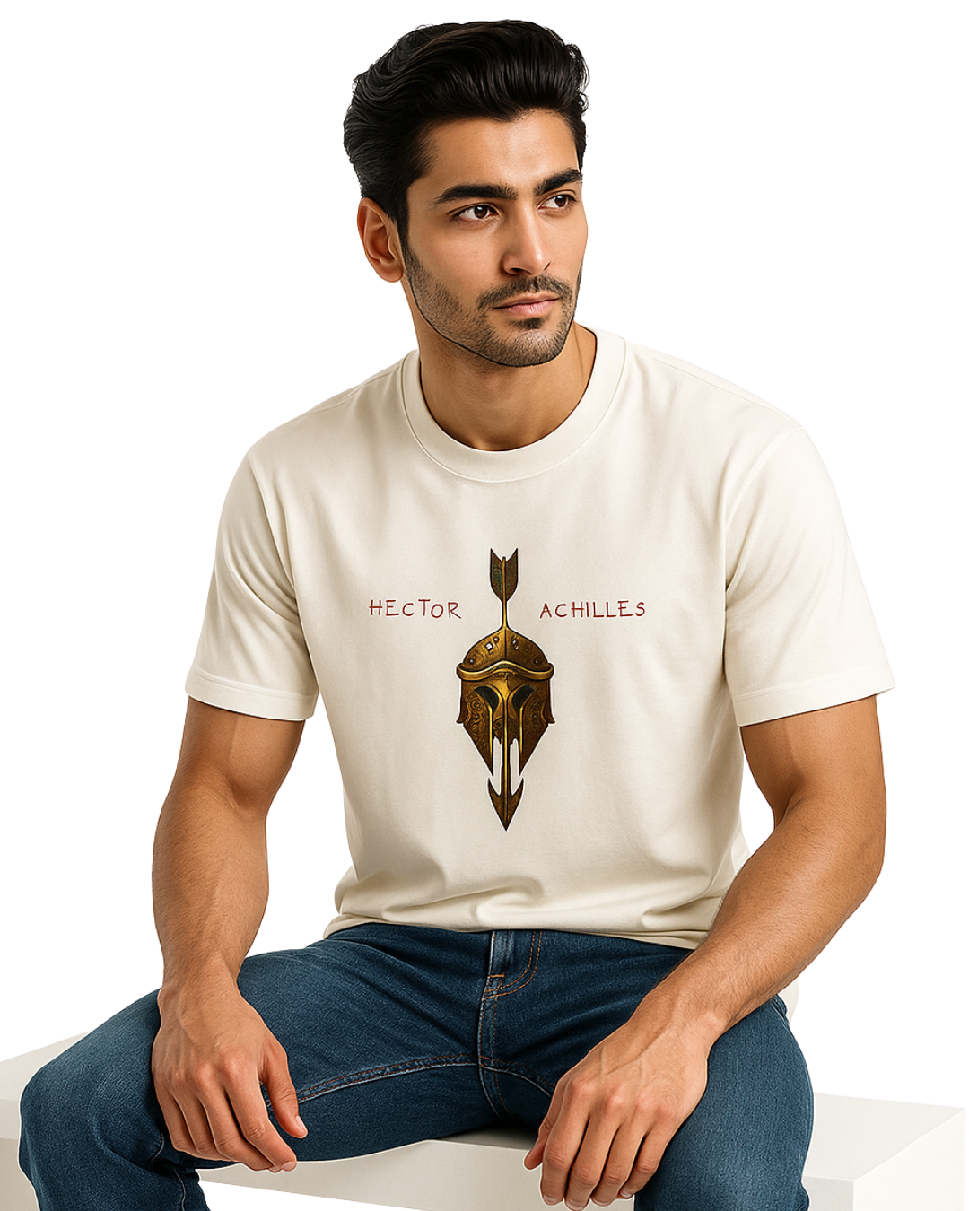 Men's Premium Cotton Blend Crewneck | Hector Vs Achiles